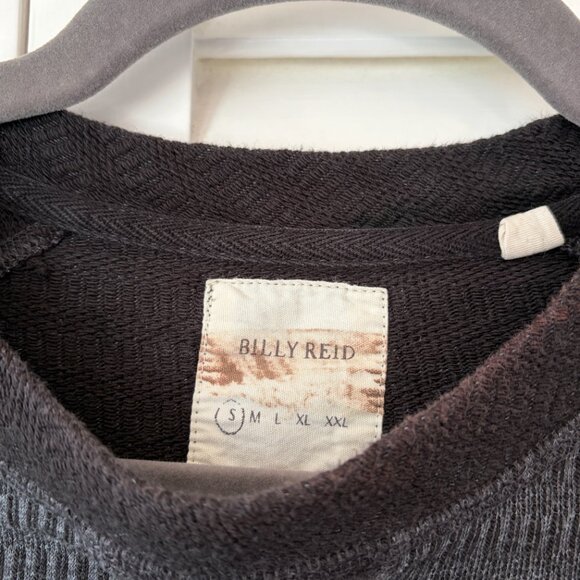 Billy Reid men's t-shirt small grey marled cotton crewneck black long sleeves - Picture 3 of 8